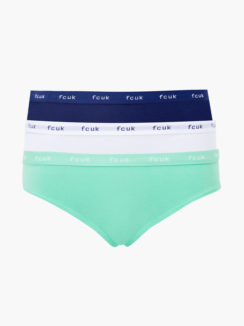 french connection FCUK 3 Pack Briefs Navy/White/Turquoise