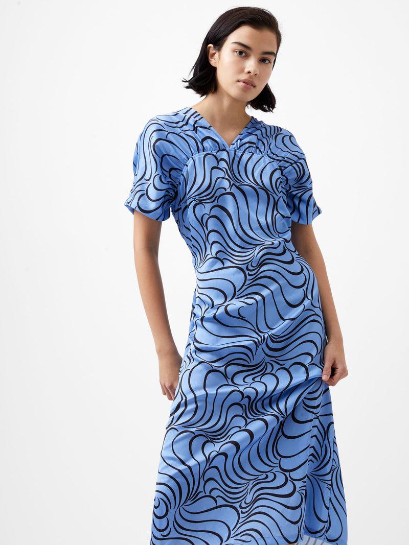 French Connection Felecia Eliza Dress Dusted Blue/Blackout