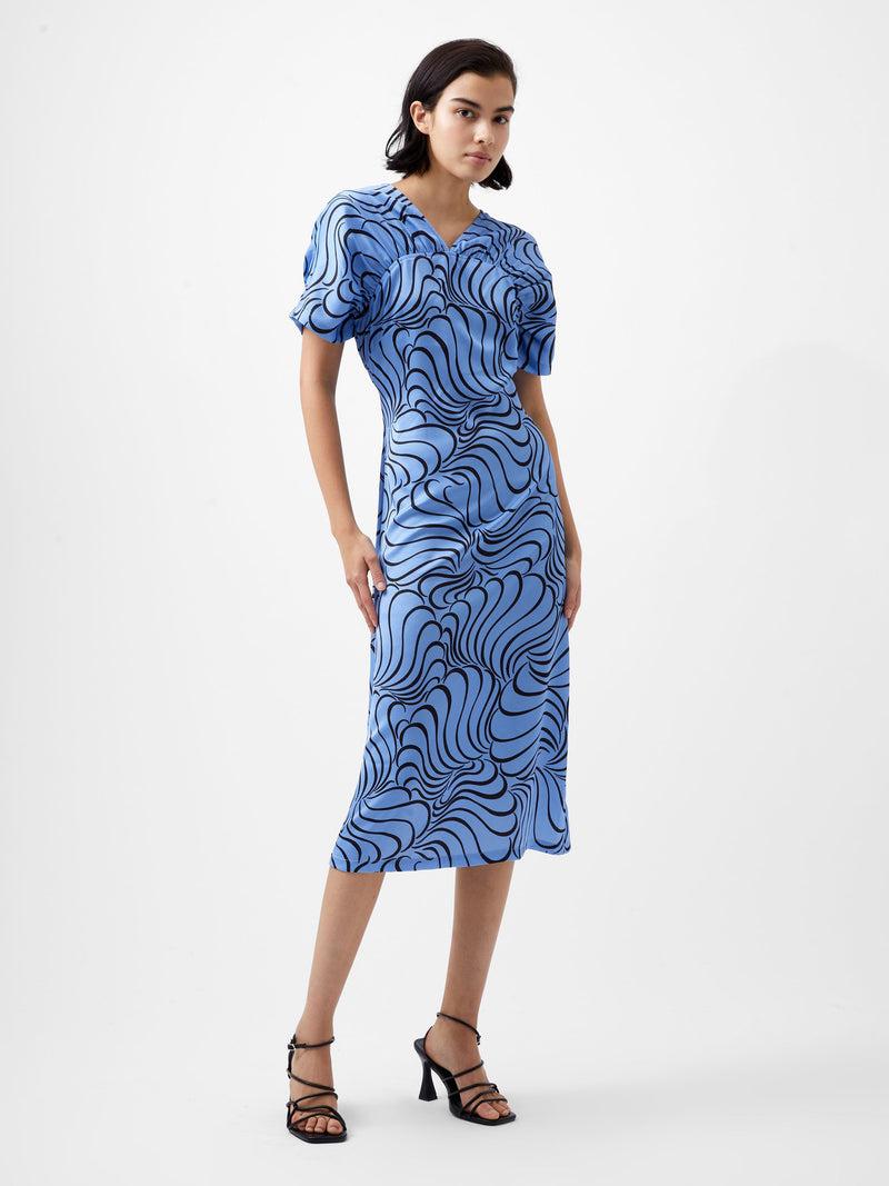 French Connection Felecia Eliza Dress Dusted Blue/Blackout