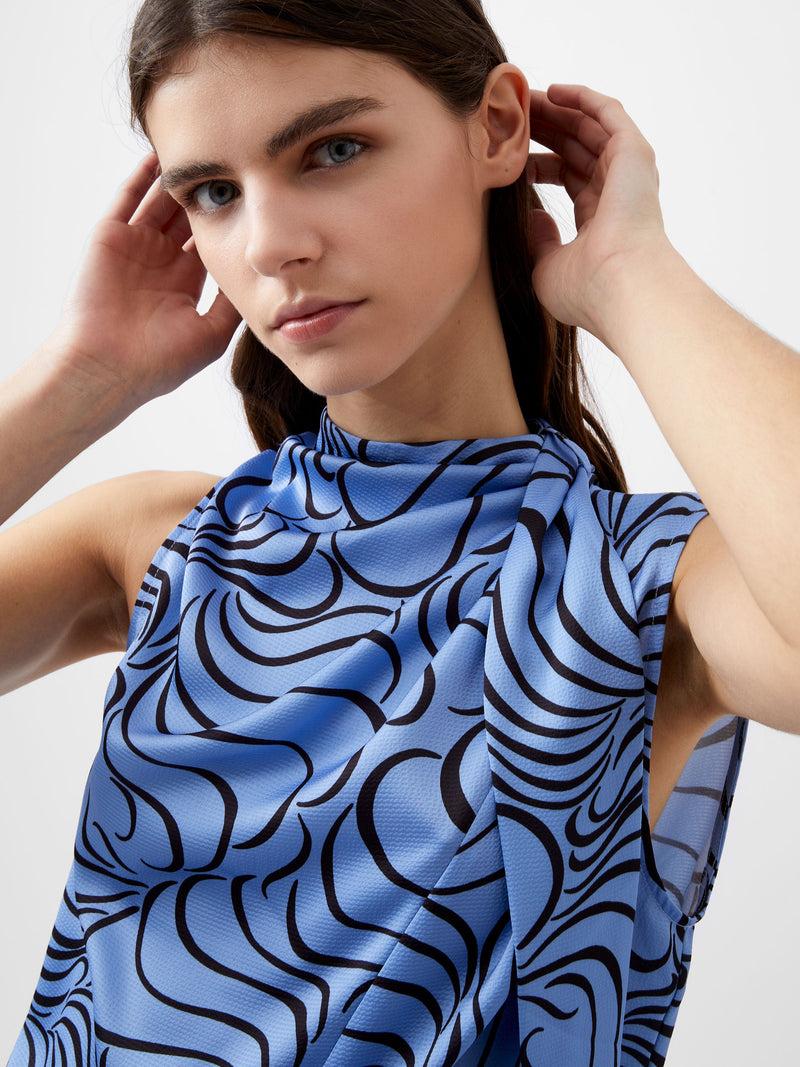 French Connection Felecia Eliza Top Dusted Blue/Blackout
