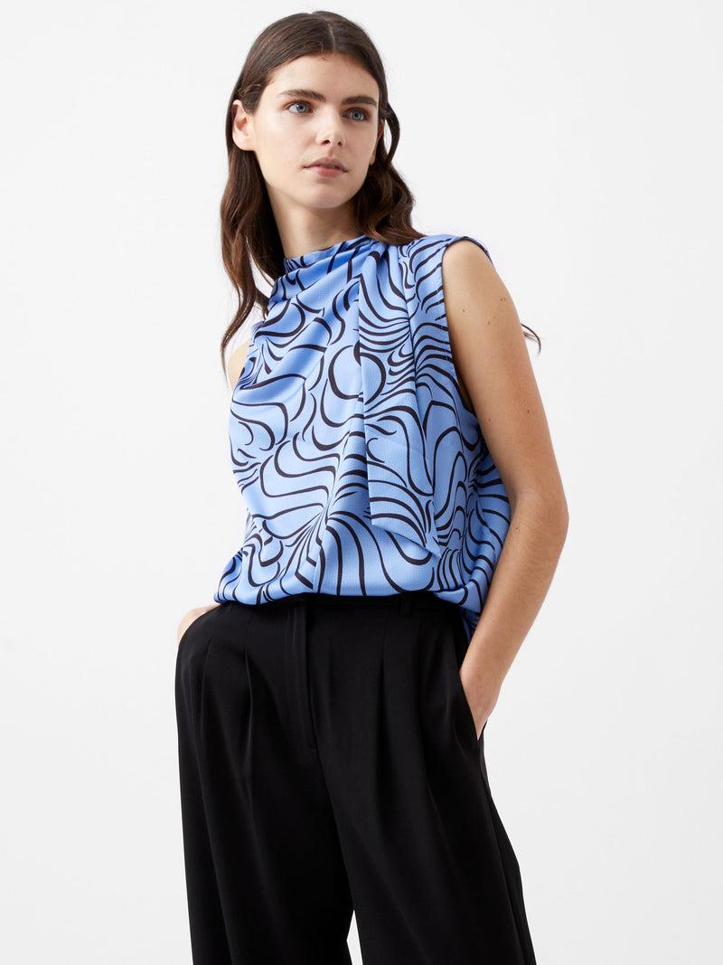 french connection Felecia Eliza Top Dusted Blue/Blackout