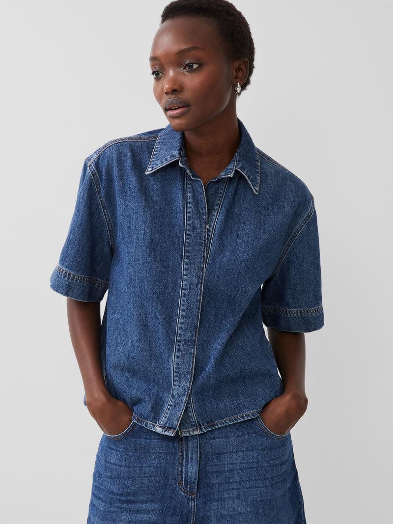French Connection Finley Denim Short Sleeve Shirt Vintage