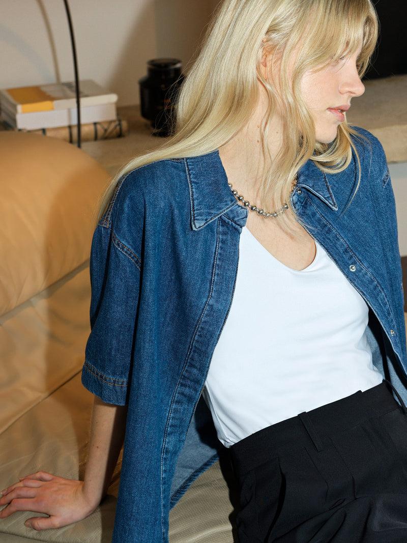 french connection Finley Denim Short Sleeve Shirt Vintage