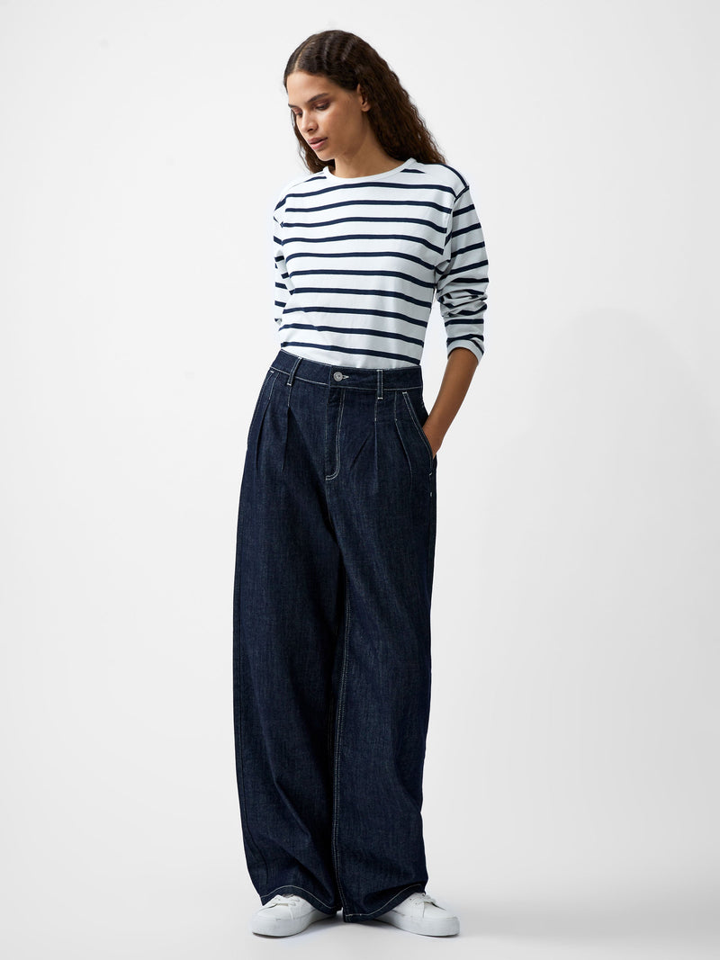 French Connection Finley Denim Wide Leg Jeans 32 Inch Clean Indigo