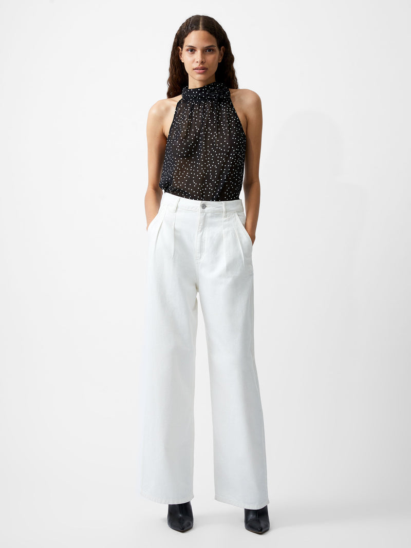 French Connection Finley Denim Wide Leg Jeans 32 Inch Ecru