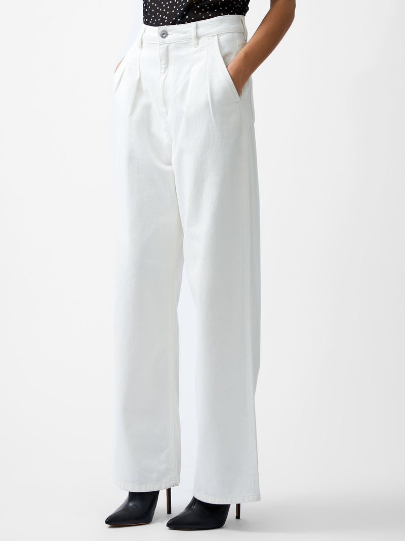 French Connection Finley Denim Wide Leg Jeans 32 Inch Ecru