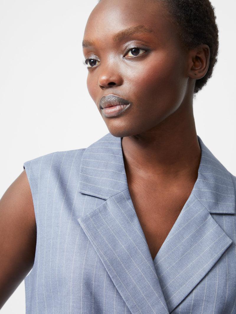 French Connection Fiorella Pinstripe Waistcoat Grey