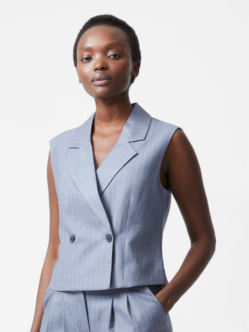 french connection Fiorella Pinstripe Waistcoat Grey