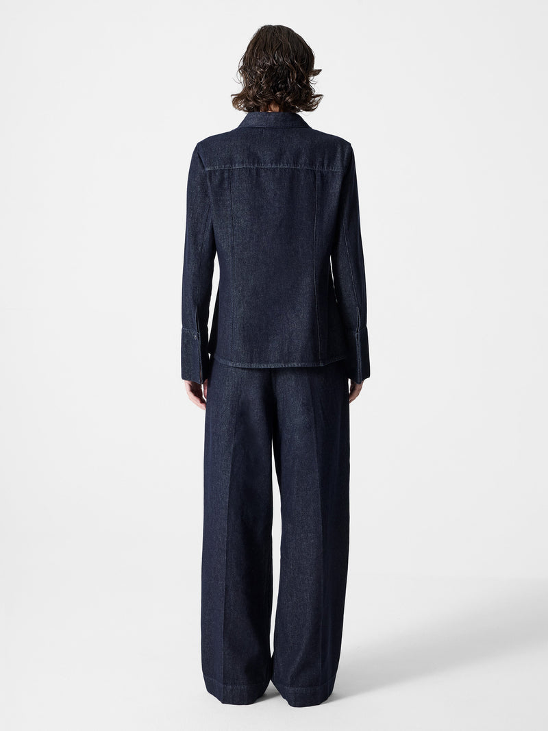 French Connection Fletcher Denim Long Sleeve Fitted Shirt Raw Indigo