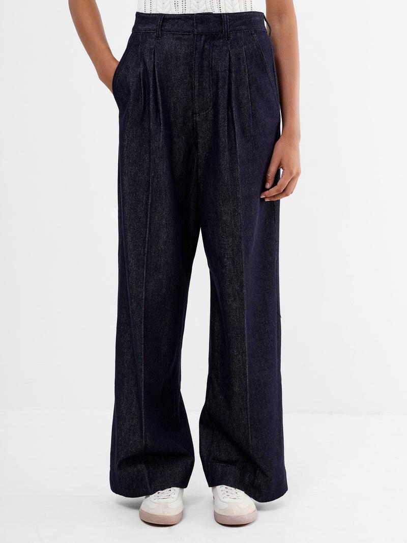 French Connection Fletcher Wide Leg Denim Trousers Clean Indigo