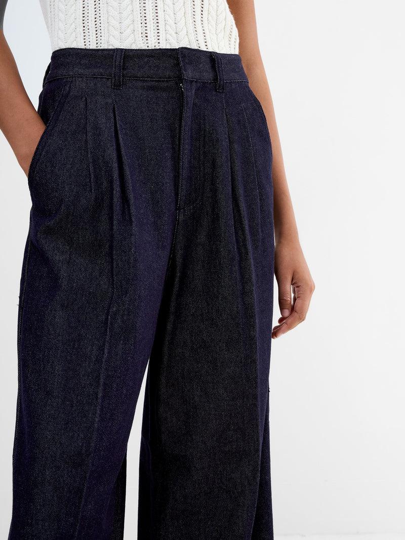 French Connection Fletcher Wide Leg Denim Trousers Clean Indigo