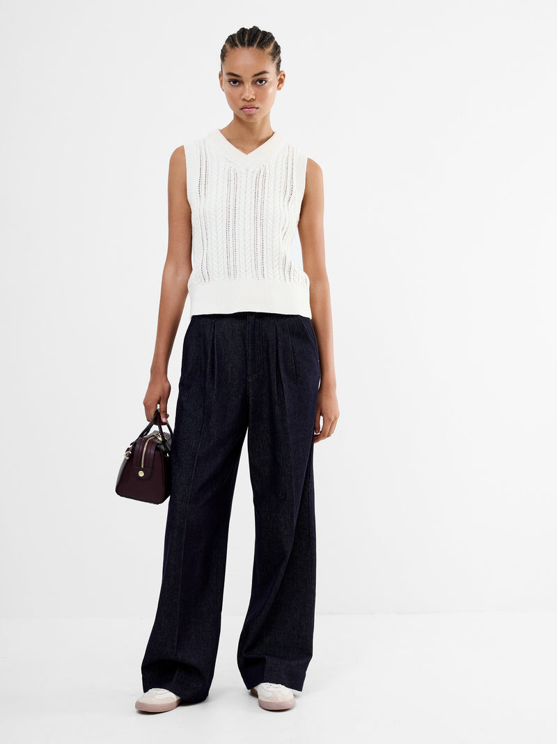 french connection Fletcher Wide Leg Denim Trousers Clean Indigo