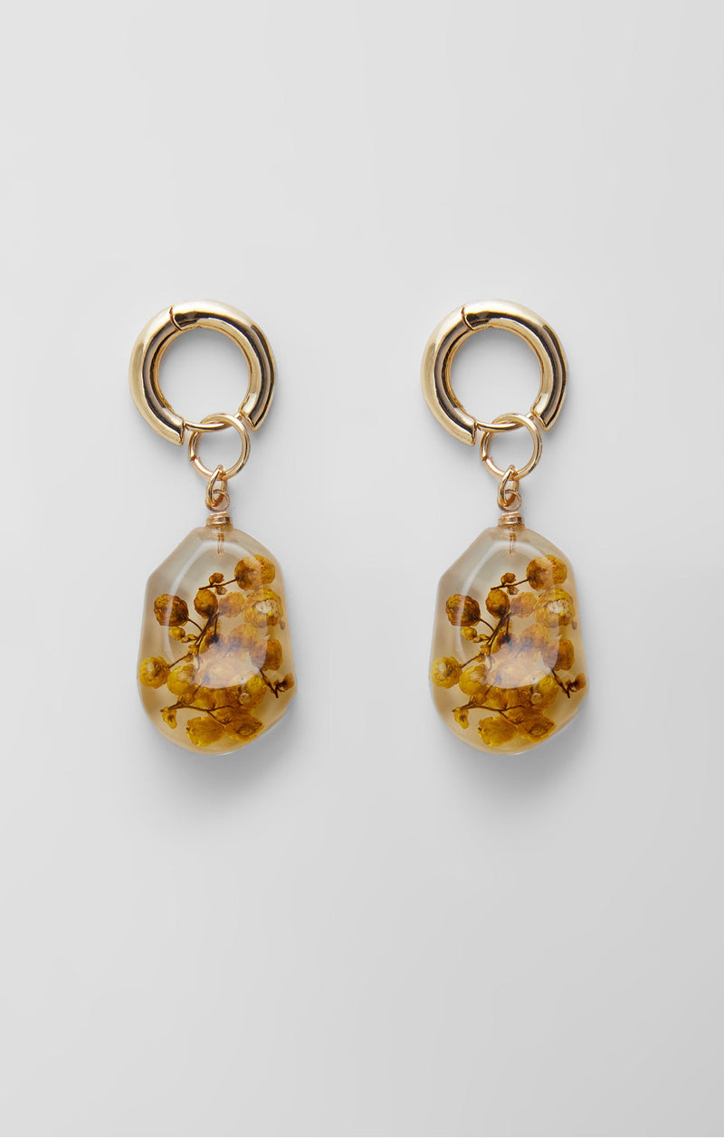 french connection Floral Resin Huggie Hoop Earrings Gold/Golden Apricot