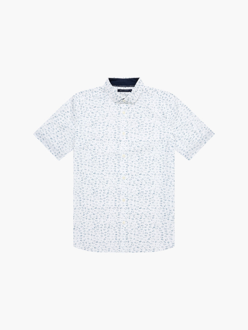 french connection Floral Short Sleeve Shirt Mid Blue Flower