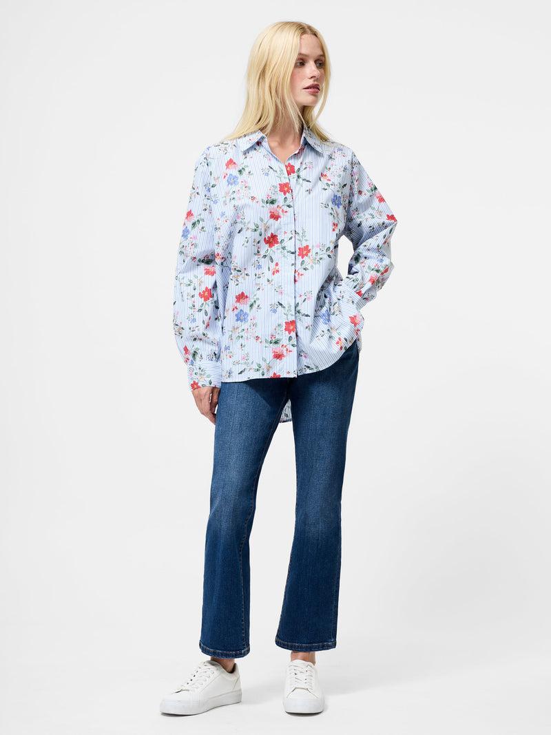 French Connection Floral Stripe Printed Long Sleeve Shirt Floral Multi