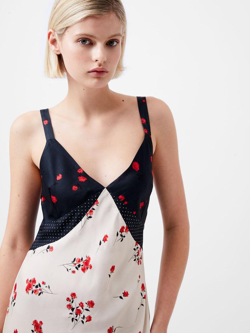 French Connection Floramour Ennis Eco Satin Slip Dress Classic Cream/Blacko