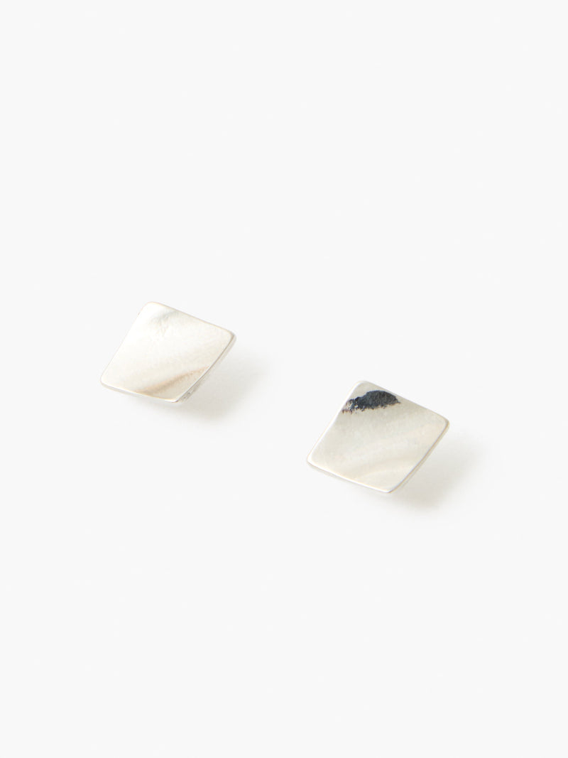 French Connection Folded Square Stud Earrings Silver