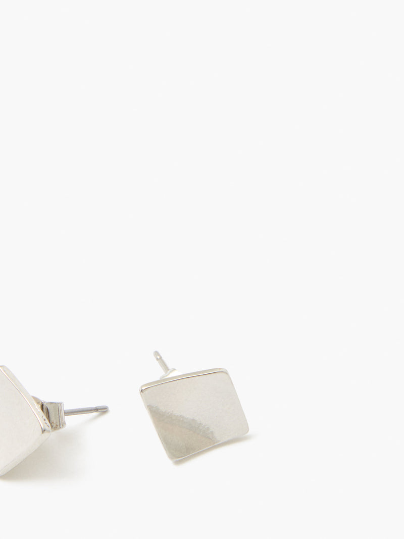 French Connection Folded Square Stud Earrings Silver