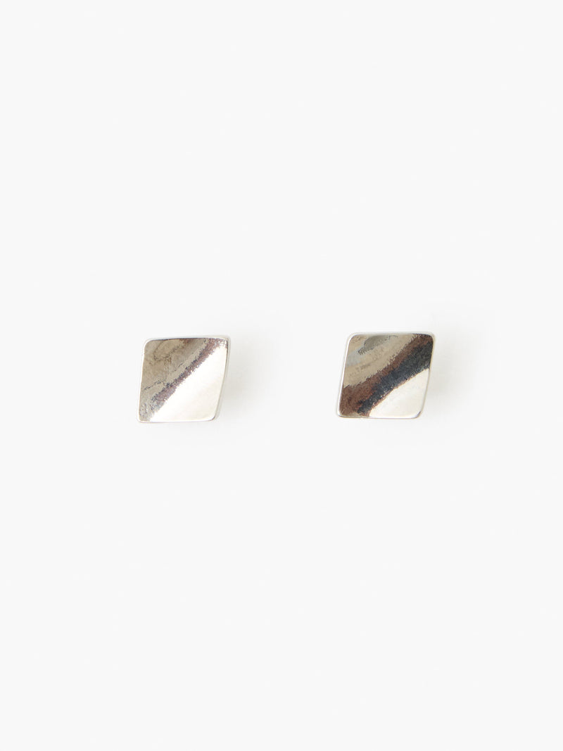 french connection Folded Square Stud Earrings Silver