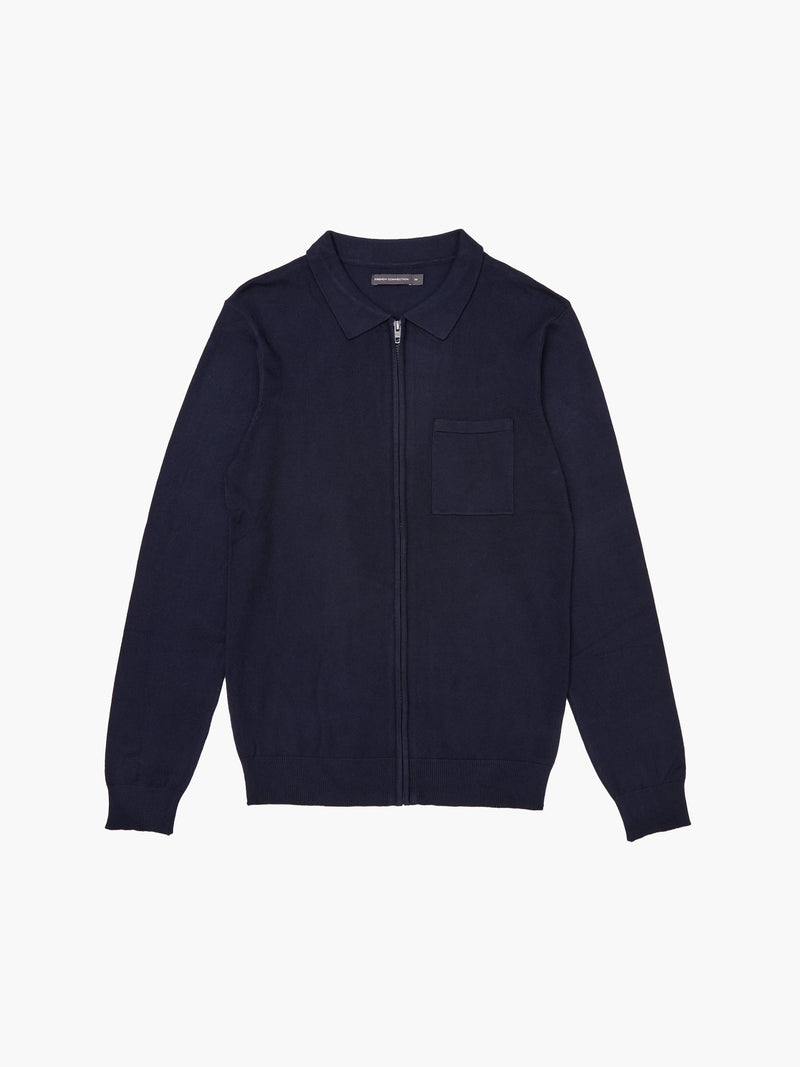 french connection Formal Zip Through Pocket Knit Shirt Marine