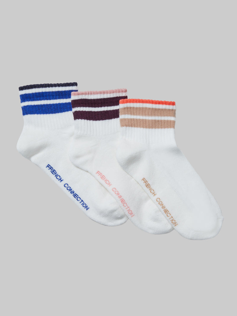 french connection French Connection 3 Pack Tipped Ankle Socks Multi 2