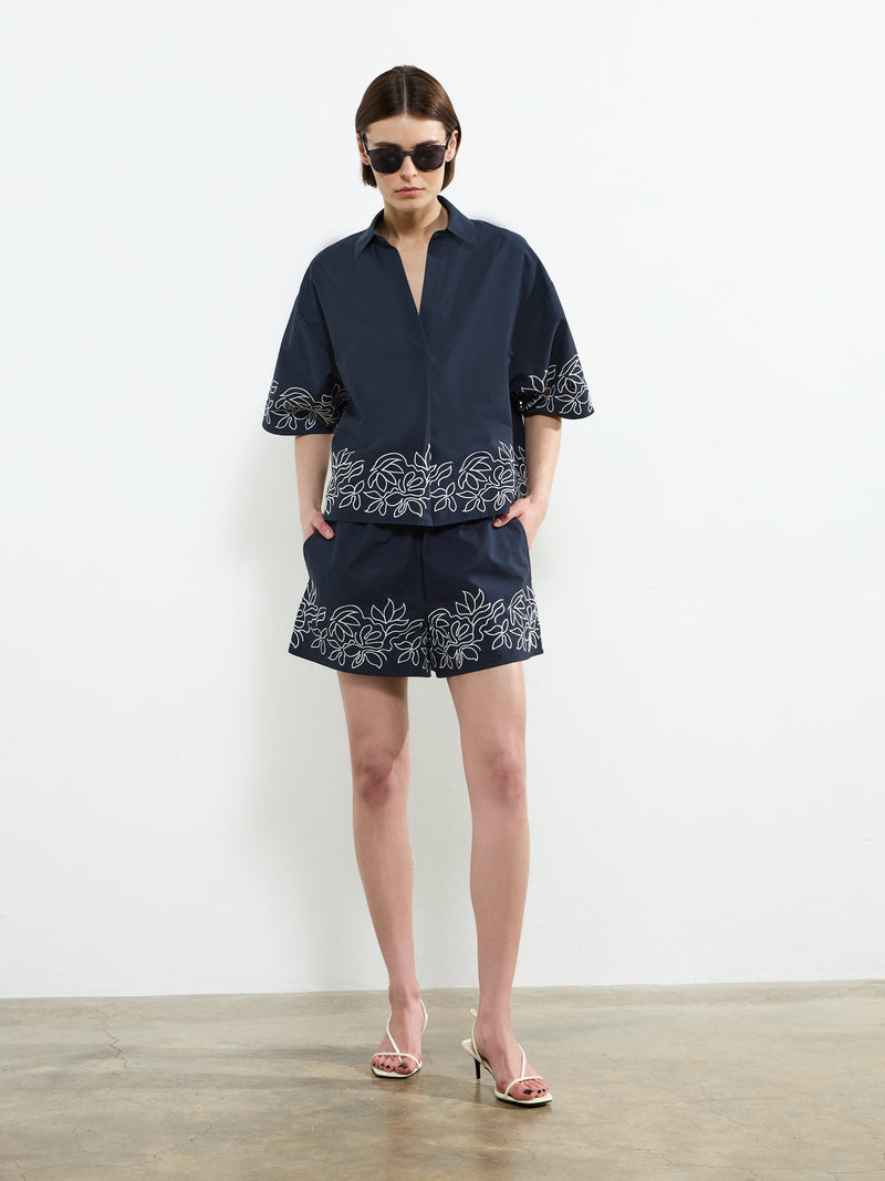 french connection Alissa Cotton Shorts Navy/White