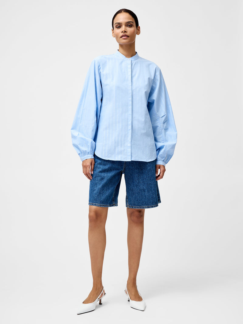 French Connection Annesy Stripe Cut Out Shirt Blue