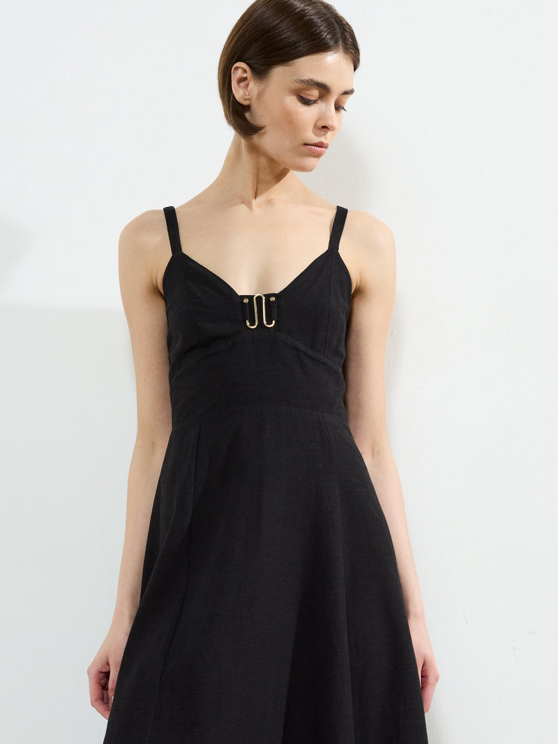 French Connection Ariette Strappy Midi Dress Black