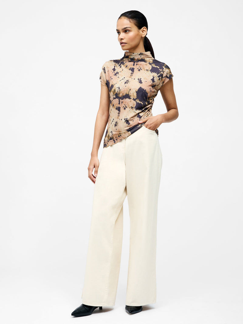 French Connection Ava Ruched Top Mocha Mousse