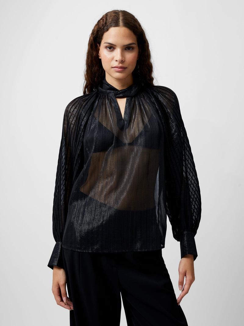 french connection Beth Lurex Keyhole Top Blackout