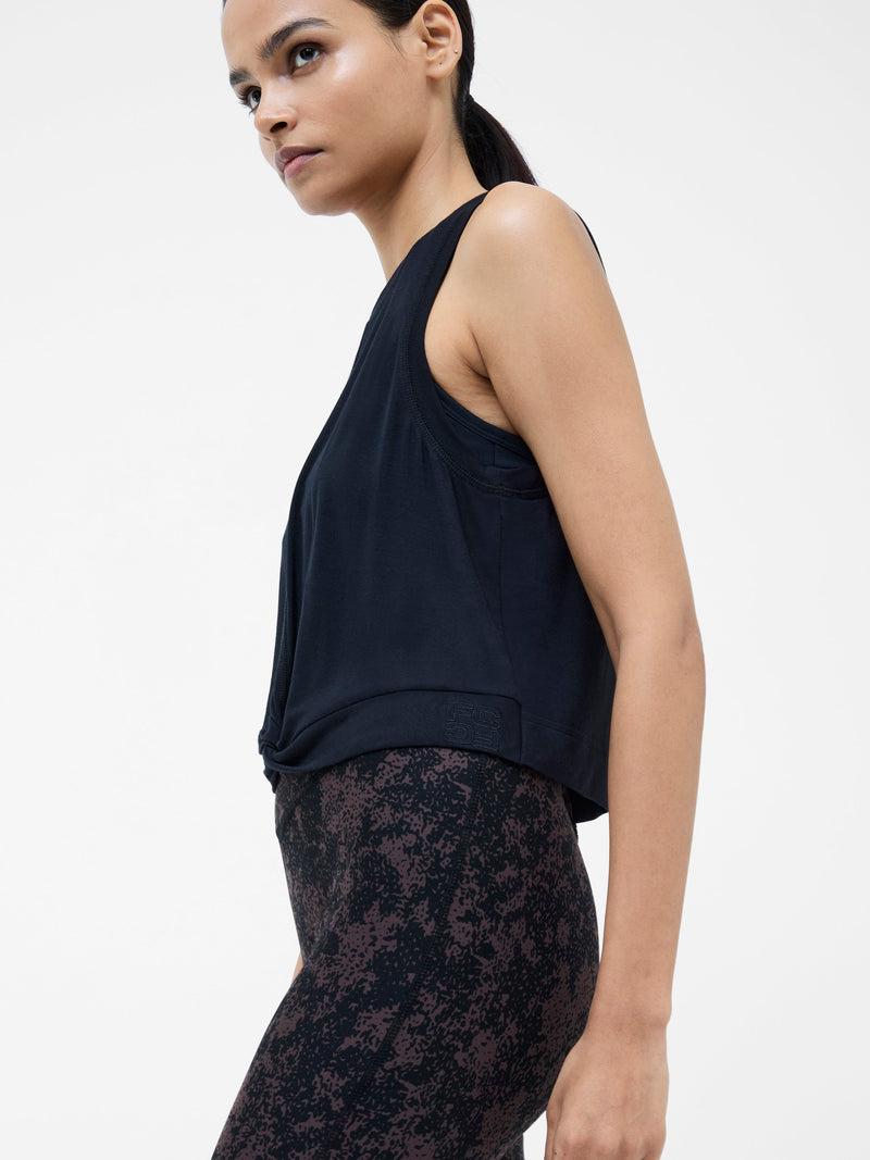 French Connection Black Jersey Knot Vest Top Black