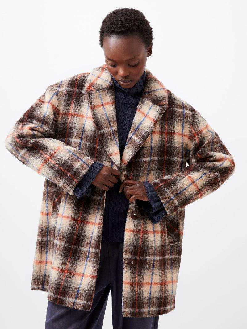 french connection Blake Check Coat Black Multi