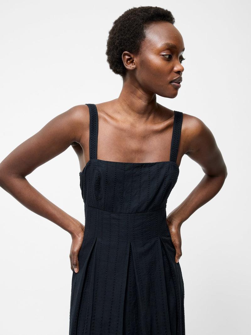 French Connection Broderie Strap Dress Black