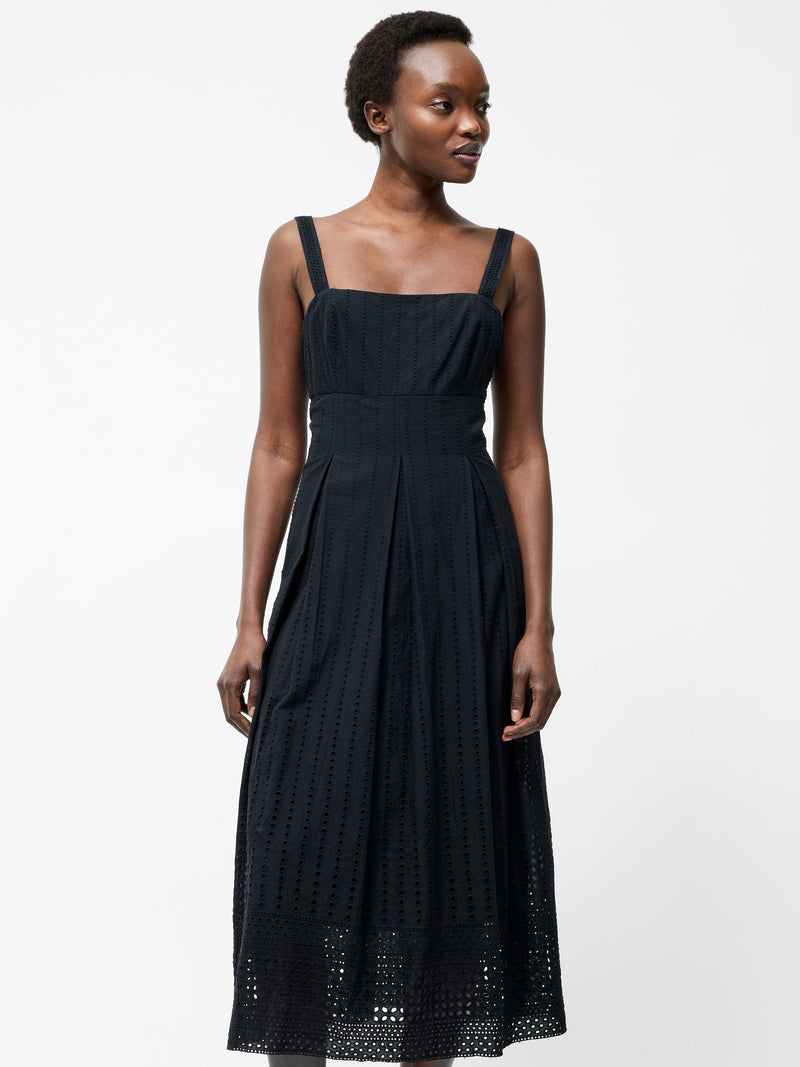 French Connection Broderie Strap Dress Black