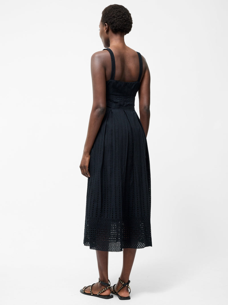 French Connection Broderie Strap Dress Black