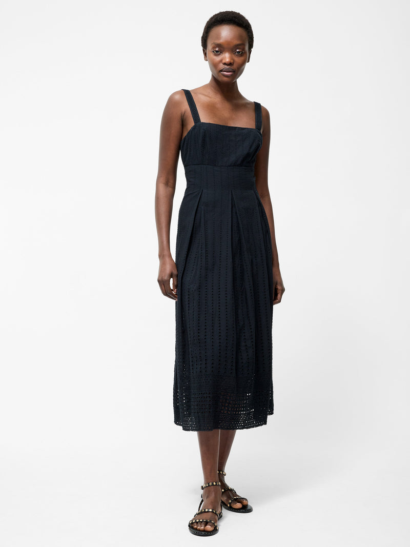 french connection Broderie Strap Dress Black