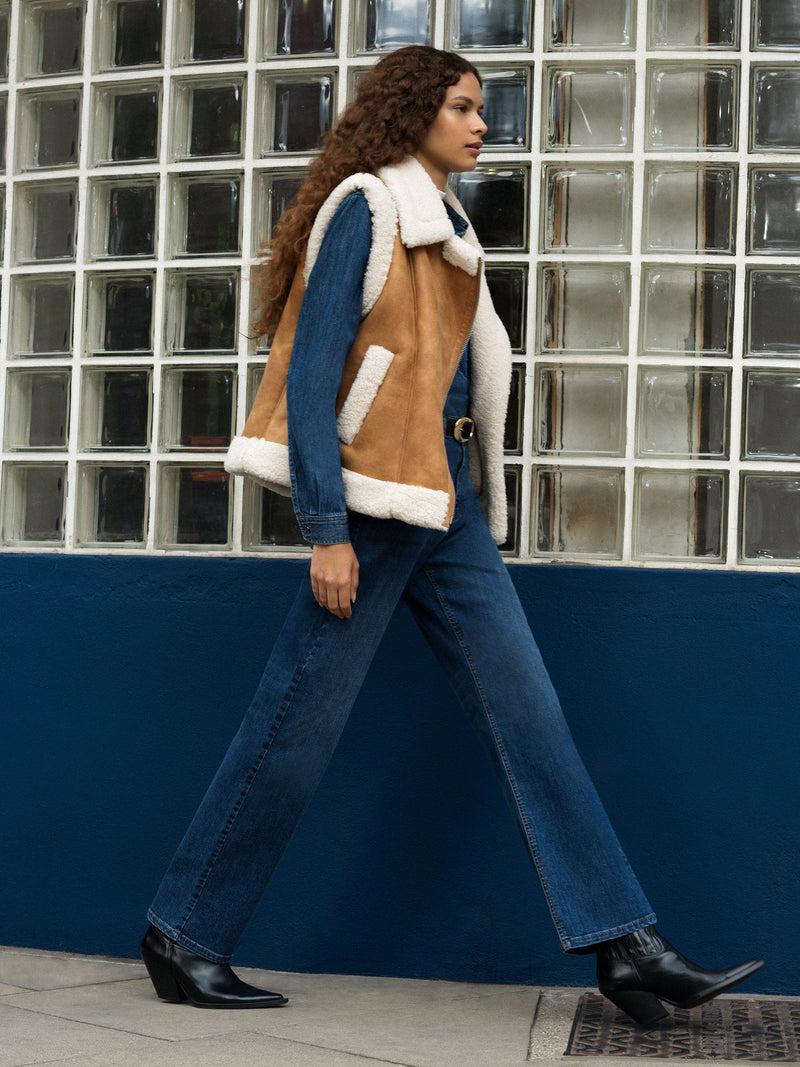 french connection Camry Suedette Gilet Tan