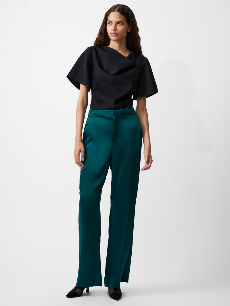French Connection Carey Satin Trousers Forest