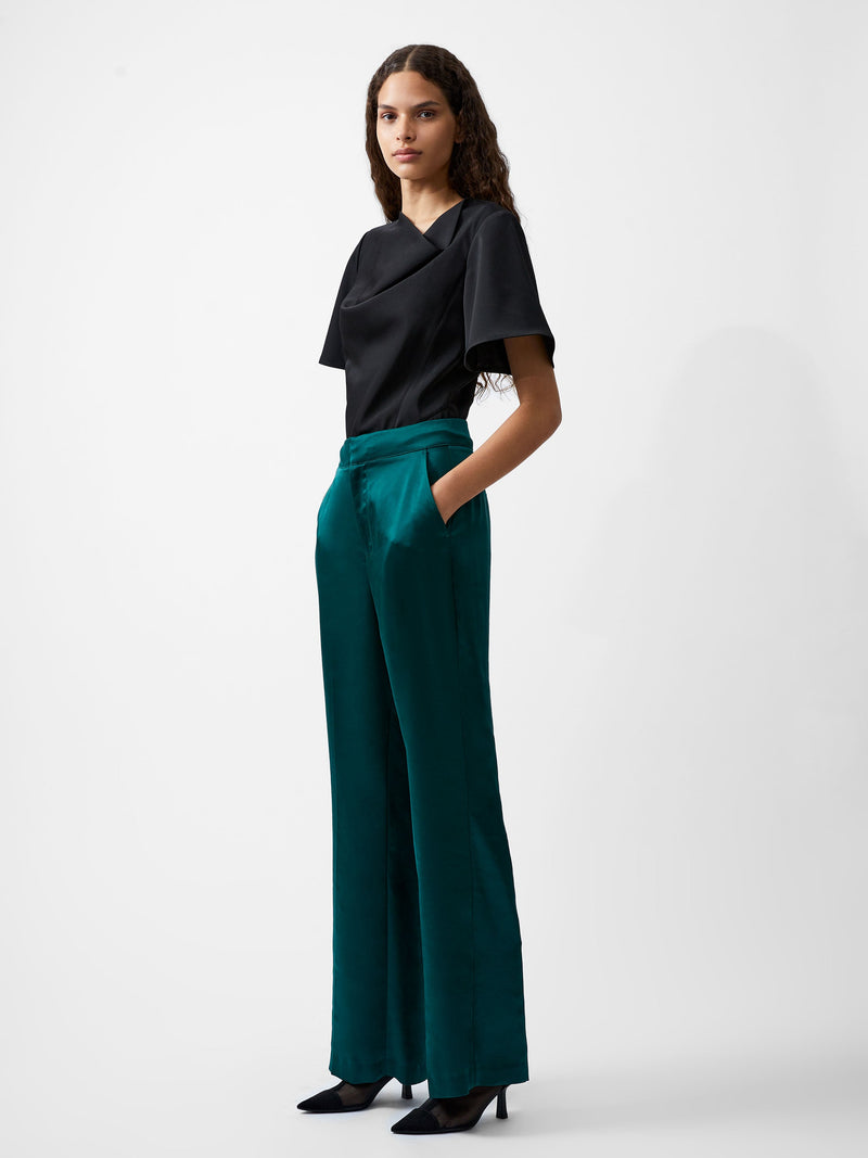 French Connection Carey Satin Trousers Forest