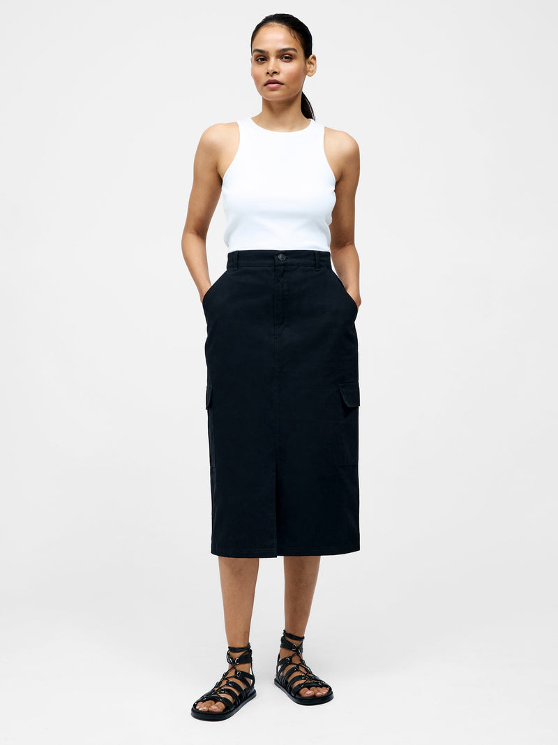 French Connection Cargo Midi Skirt Black
