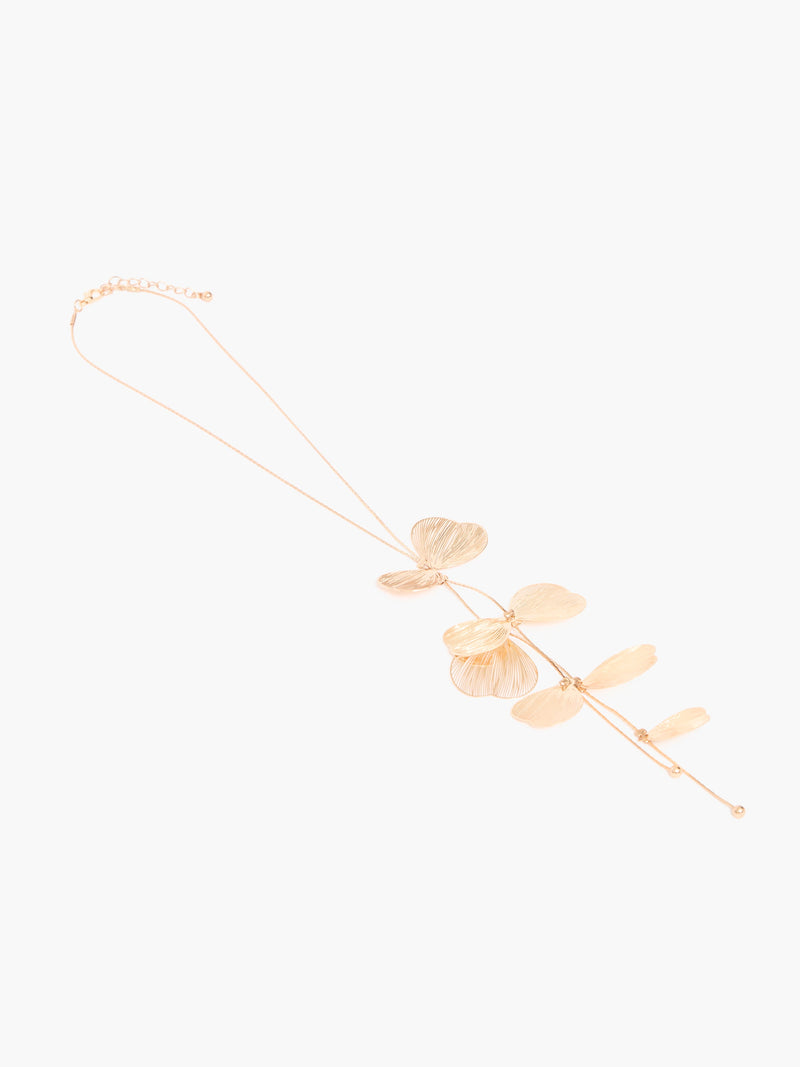 French Connection Cascading Floral Necklace Gold