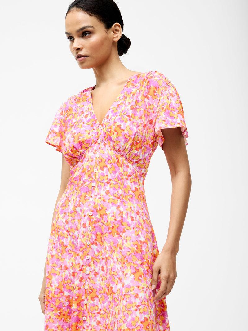 French Connection Cass Button Dress Persimmon