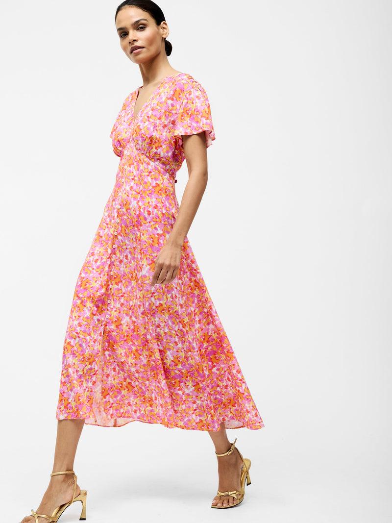 French Connection Cass Button Dress Persimmon