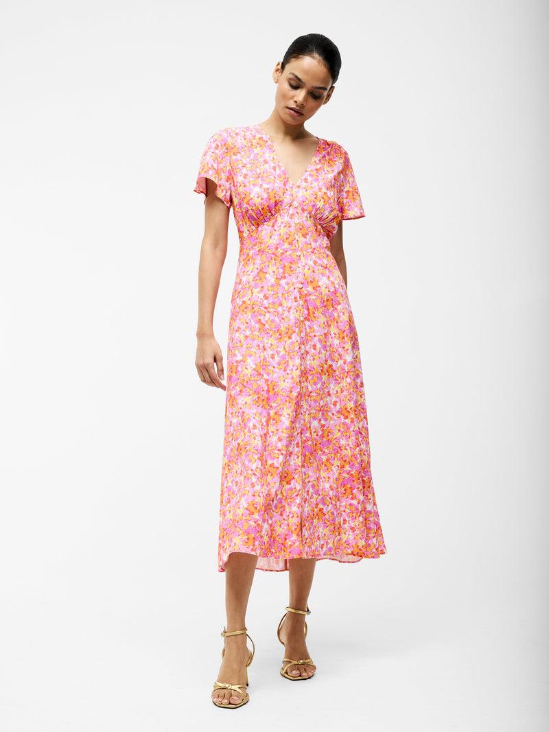 french connection Cass Button Dress Persimmon