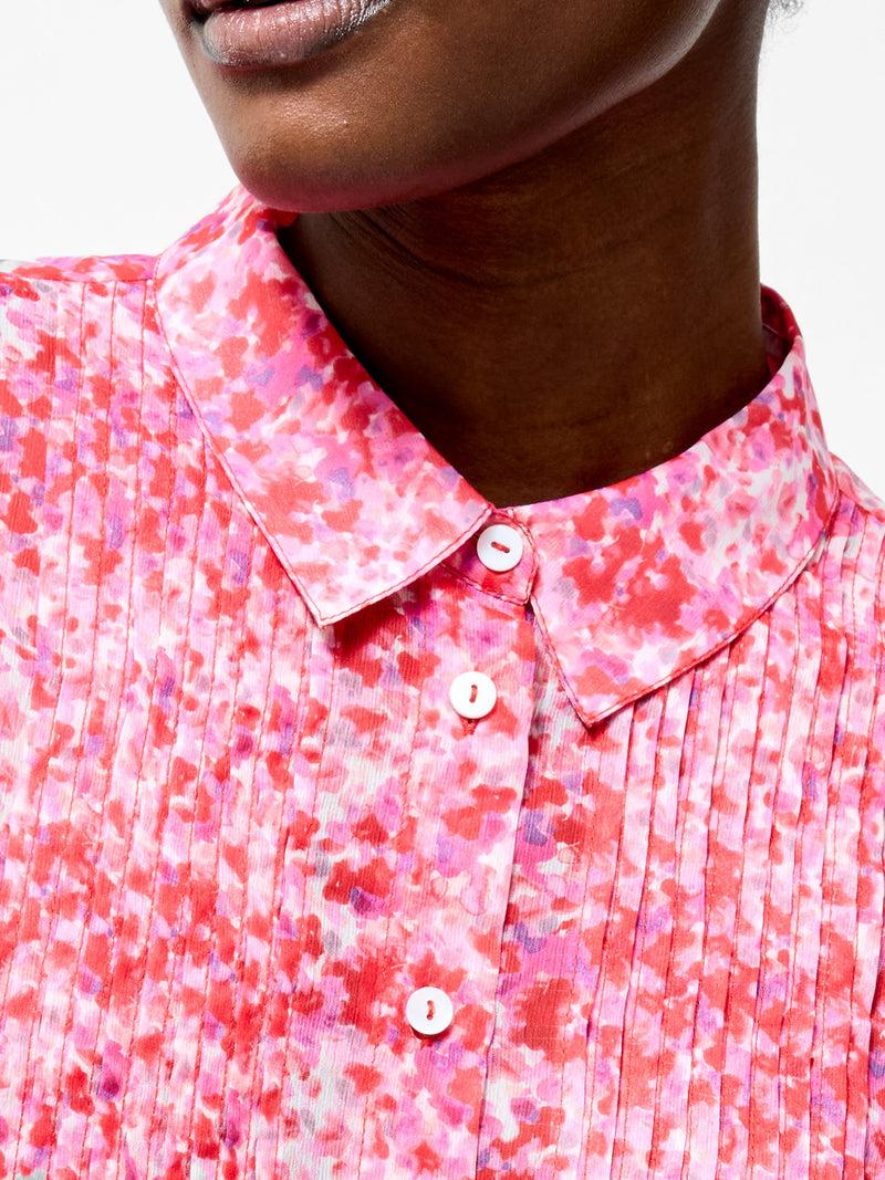 French Connection Cass Pintuck Shirt Red Multi