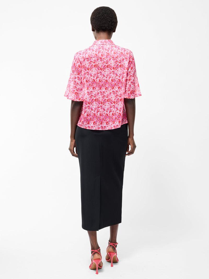 French Connection Cass Pintuck Shirt Red Multi