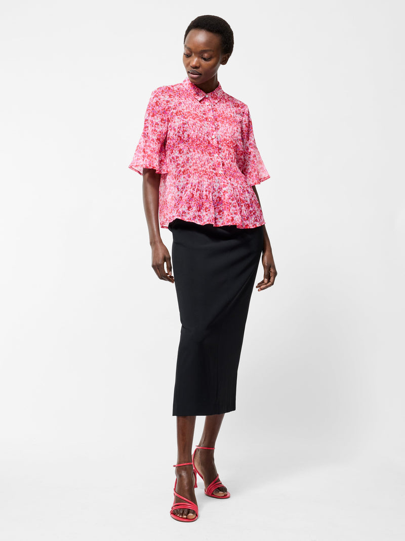 french connection Cass Pintuck Shirt Red Multi