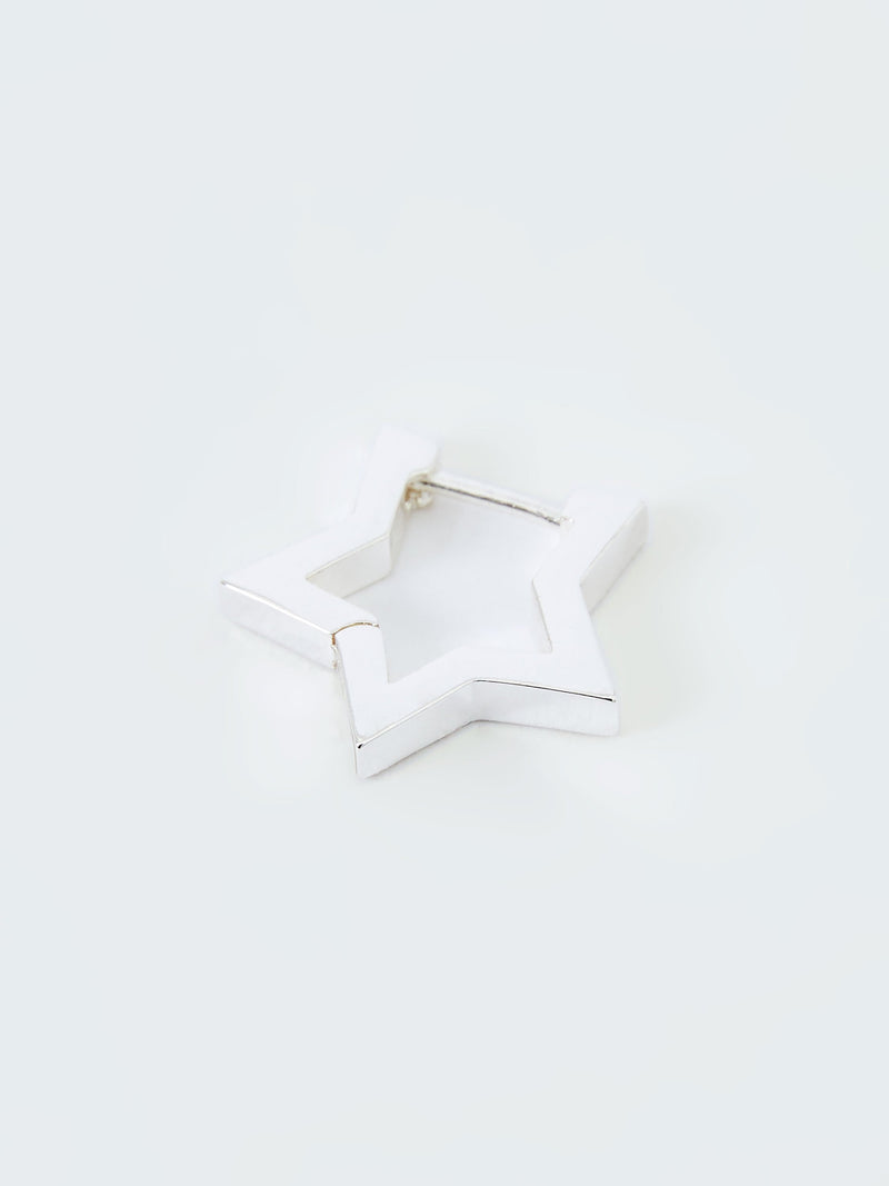 French Connection Chunky Star Hoop Earrings Silver