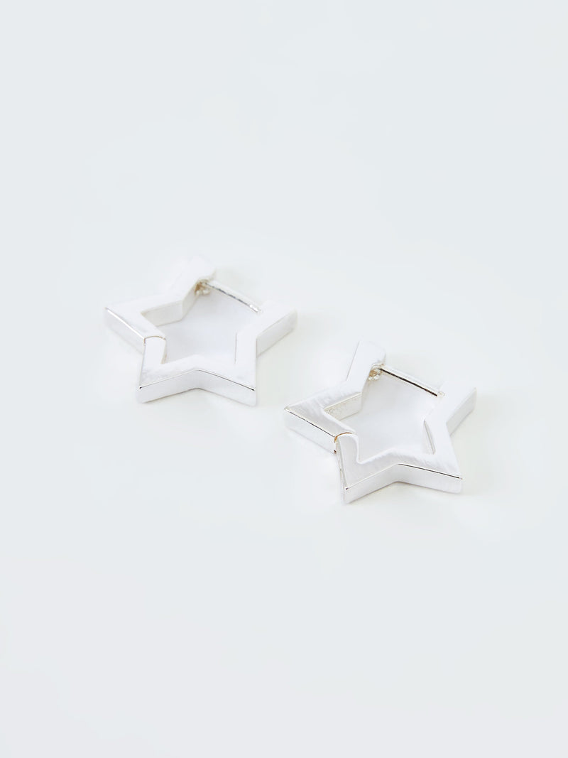 french connection Chunky Star Hoop Earrings Silver