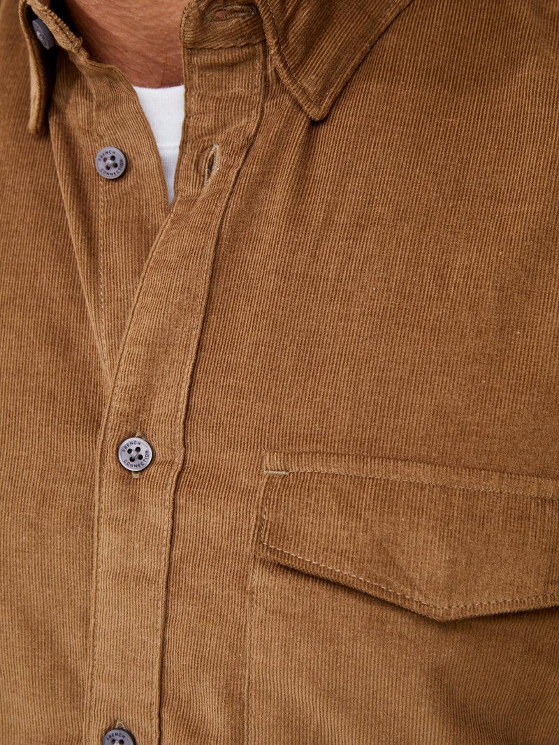 French Connection Cord Long Sleeve Shirt Sepia